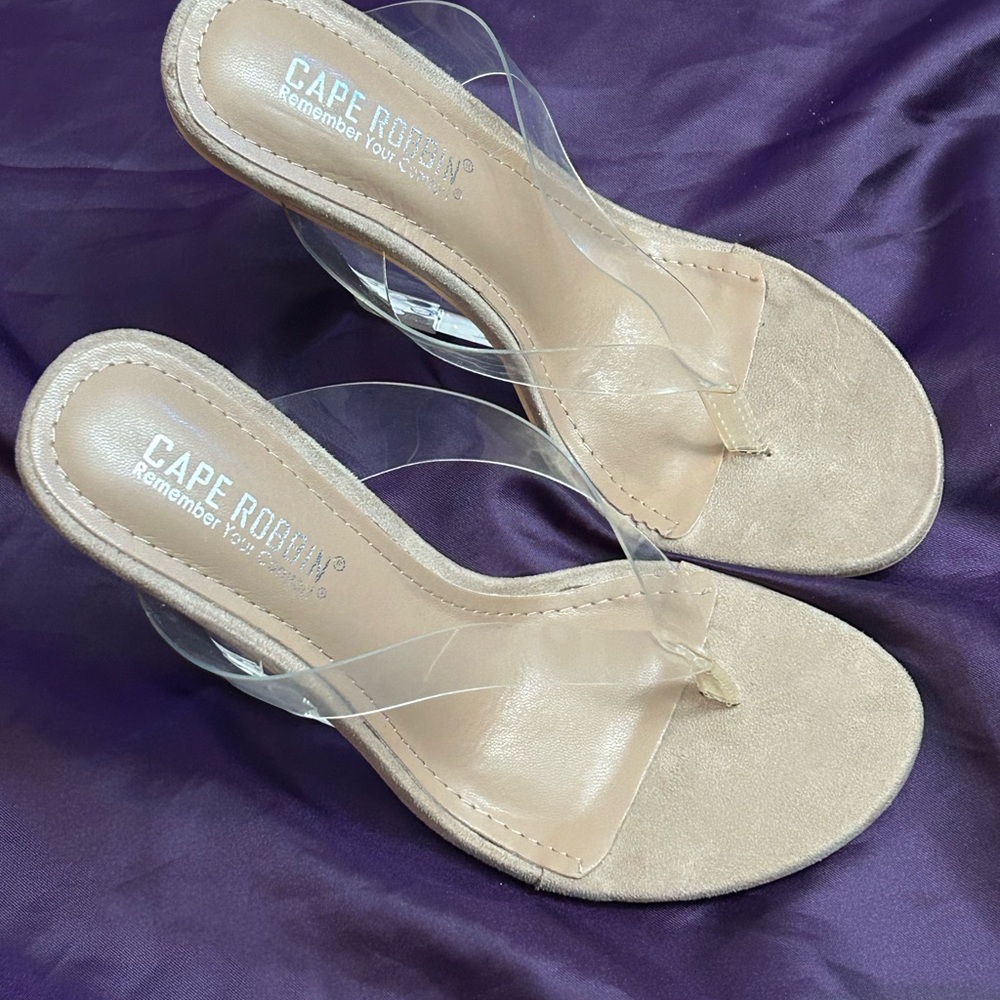 Cape Robbin Women's Transparent and Beige Heels - Picture 2 of 9